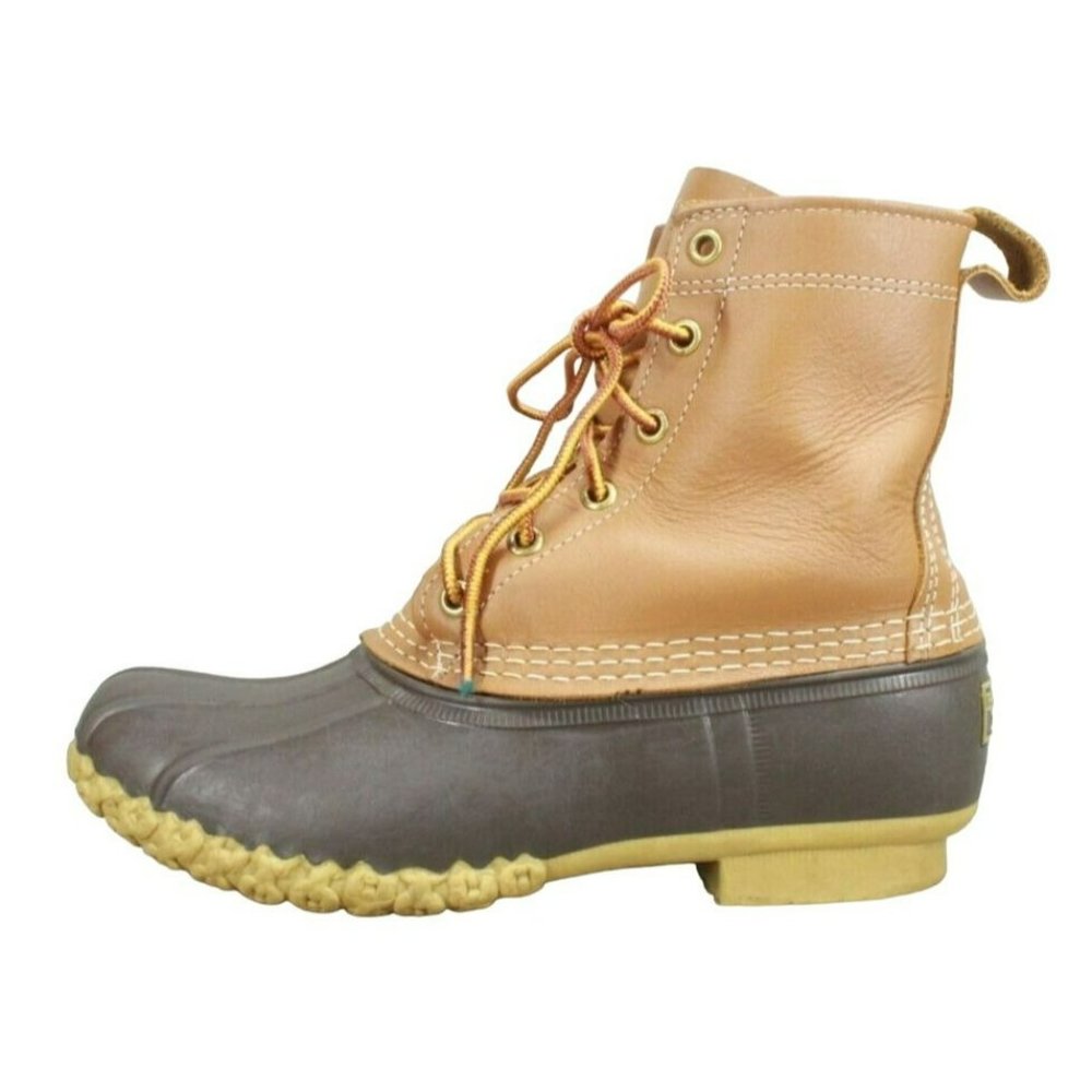 LL Bean Brown Leather Lace Up 8-Inch Thinsulate Ankle Duck Boots Size 7 M